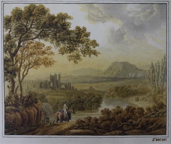 T.W. Travellers in landscape 10 x 13cm